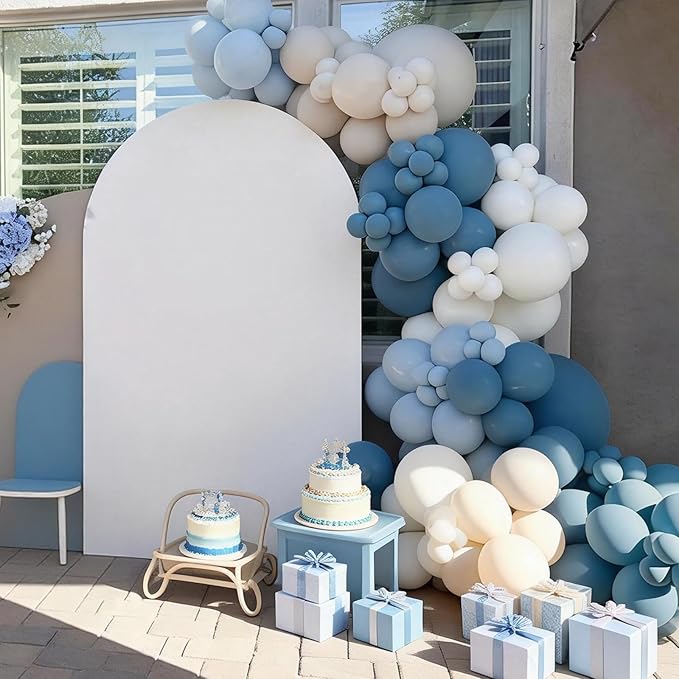 FunHot Dusty Blue Balloons, 50 Pcs Pastel Blue White Latex Balloon, 12 Inch Ivory Transparent Helium Balloons for Boy Baby Shower Men Birthday Graduation Wedding Anniversary Proposal Party Decor