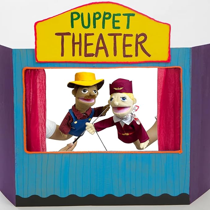 16" Puppets Entriloquist Puppet,Hand Puppets for Kids Plush Peasant Puppets for Adults with Removable Mouth Puppet for Kids Ages 4-8，Hand Puppet for Adults with Scalable Puppet Control Rod