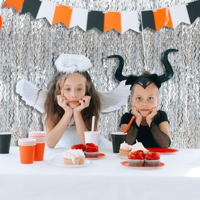 Silver Birthday Party Decorations 10pcs Silver Streamers Foil Fringe Backdrop Curtains Photo Booth Props Prom Decorations for Bachelorette, Engagement, Disco Party, Graduation,Wedding, Anniversary