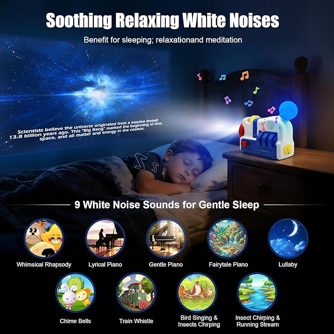 LUXONIC Story Machine Projector for Kids,Storytelling Machine, Storytime Projector with 32 Educational Story Films,Night Lights Storybook,Audio Play,Eye Protection,Toddler Toys,Gift for Kids Ages 3+