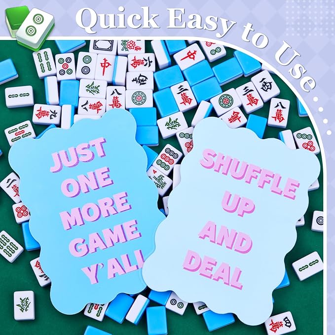 Soulchen 4 Pcs Mahjong Tile Mixer Shufflers for Mixing and Shuffling Tiles Plastic Mahjong Accessories Gifts for Lovers Games Decorative Printed Design (Light-Colored Style)