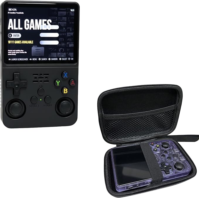 BitBox R36S ArkOs Authentic Retro Handheld Arcade Console - Built-in 20,000 Games & 64GB, 3.5 Inch IPS Screen, Ready to Play! (Black + Hardshell Case)