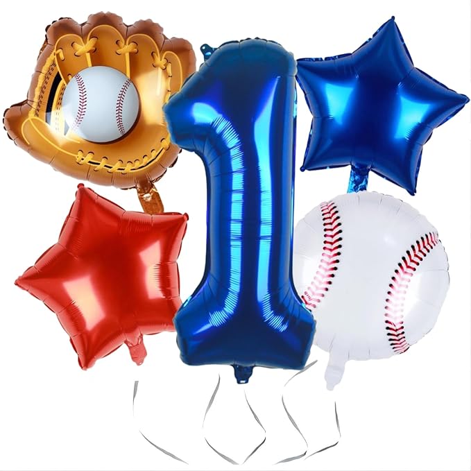 Baseball Balloons 1st Birthday Decorations for Boy | Rookie of the Year First Birthday Decoration Baseball Sports Theme Party Supplies Foil Mylar Navy Blue Red White Sports Balloon Arch Kits
