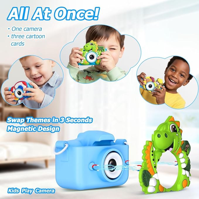 Kids Camera for Boys Toys Gifts, 3 4 5 Year Old Boy Birthday Gift, Kid Selfie Toy Cameras for Toddlers Age 3-5, Blue Small Children Digital Camera for Kids, 32G SD Card Included
