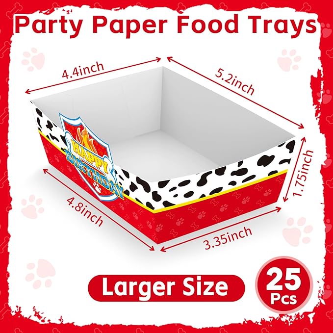 25Pcs Dog Paw Disposable Paper Food Trays for Dog Paw Theme Birthday Party Supplies Baby Shower Decorations