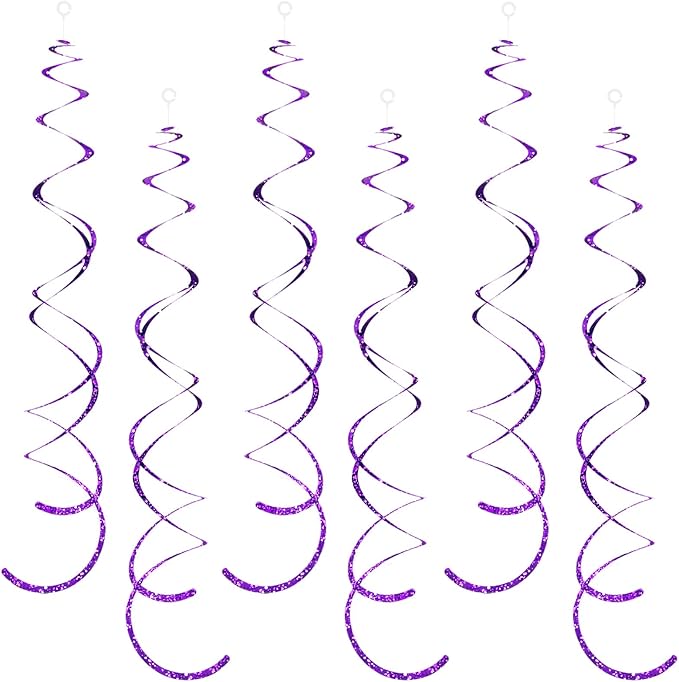 30 Pieces Purple Hanging Swirls Whirls Party Decoration Streamers Photo Booth Background for Birthday Valentine Wedding Bridal Shower Bachelorette Anniversary Engagement Party Supplies