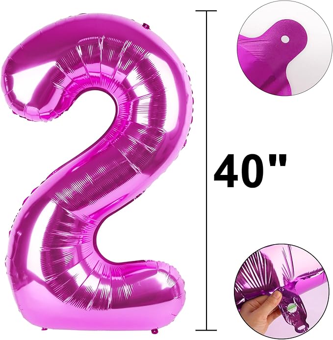 40 Inch Large 28 Balloon Numbers Rose Purple Big Foil Number Balloons Giant Helium Happy Birthday Party Decorations for Man and Women, Huge Mylar Anniversary Party Supplies