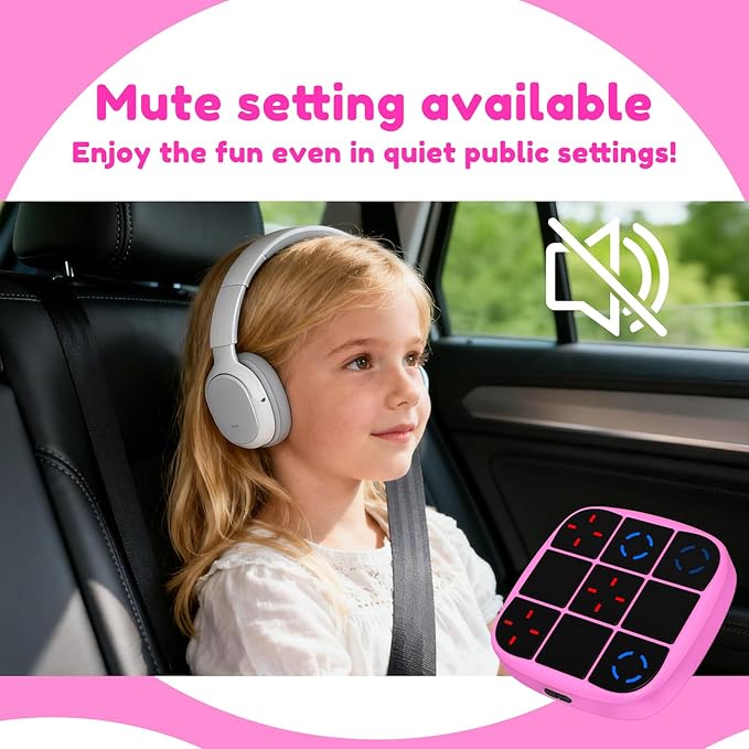 Rechargeable Tic-Tac-Toe Bolt Game, Upgraded 4-in-1 Handheld Puzzle Console, Electronic Educational Memory Game, Portable Travel Car Ride Board Games for Kids Adults (Pink)