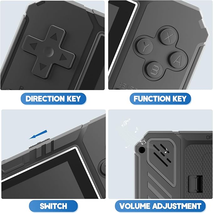 JKV Handheld Game Consoles - 520 Retro Classic Video Games, 1020mAh Rechargeable Battery 2.8" HD Screen, Portable Travel Games Mini Arcade Pocket Player, Support TV, Present for Kids & Adults (Black)