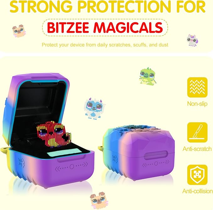 Silicone Case for Bitzee Magicals Interactive Toy, Anti-Scratch, Washable, Shockproof Silicone Protective Cover for Bitzee Magicals Interactive Toy Accessories with Lanyard - Colorful