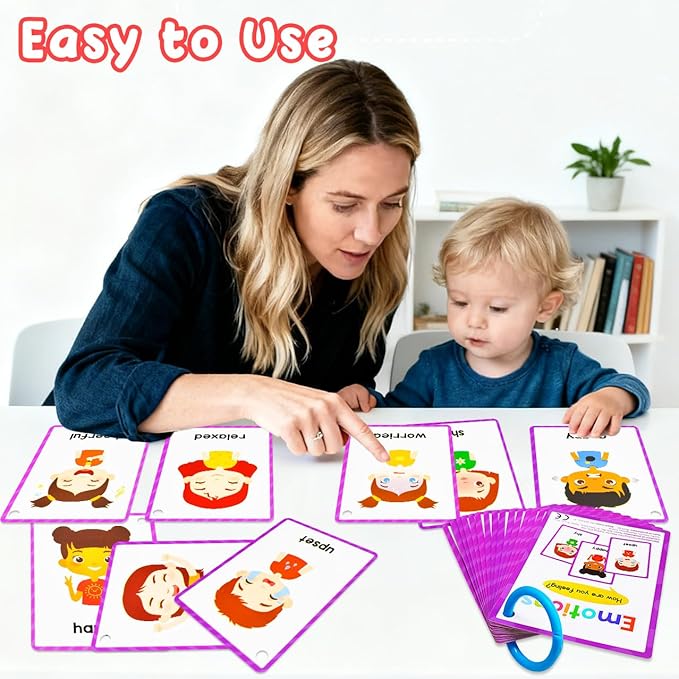 Emotions Flash Cards, 28 Different Feelings, for Express Feeling, Social Emotional Learning Card for Kids