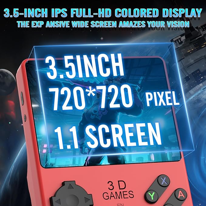 Hugawello R40 PRO Handheld Device, 35000 in 1 high-Definition Gaming mini Retro Video Console, 3.5-inch IPS Screen, 256GB RAM, 45 Built-in emulators, 3800mAh Battery (red 256GB)