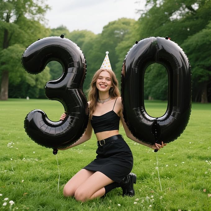40 Inch Black Large Numbers Balloons 0,Number 0 Digital 0 10 20 30 Helium Balloons,Foil Mylar Big Number Balloons for Birthday Party supplies Decorations