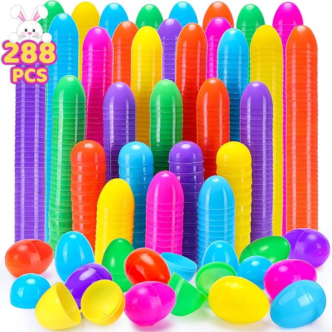 YEAHBEER 288 Easter Eggs -2.36" Bright Colors Plastic Easter Eggs Empty for Easter Hunt, Easter Basket Stuffers, Party Favor, Classroom Prize Supplies