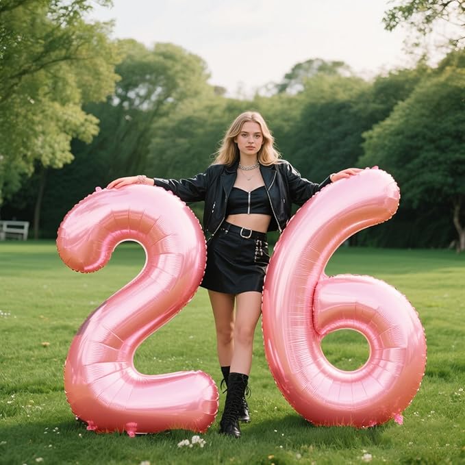 40 Inch Pearlescent Pink Balloon Number 6 Balloon,6 Foil Mylar Helium Large Digital Balloon Birthday Numbers Jumbo Balloons 16th or 61st Anniversary Party Decorations Supplies