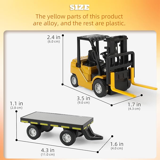 RC Mini Liftable Forklift Toy, 1:64 Construction Fork Truck, Movable Forks - Scale Mini Remote Control Vehicle Model for Kids Adult Collection & Desk Decoration- Yellow