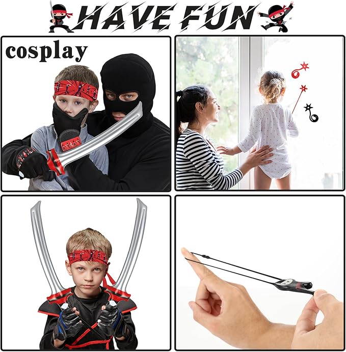72Pcs Karate Party Favors Include Inflatable Sword Headbands Karate Party Decorations Slap Bracelets Costume Accessories Gift Set for Kids Boys Girls Birthday Supplies