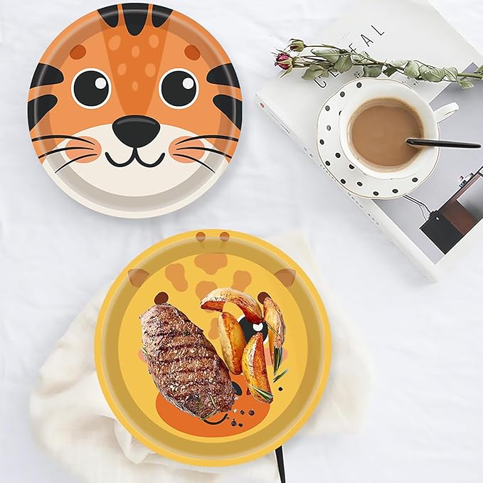 60Pcs Jungle Safari Paper Plates Zoo Animal Print Party Supplies 7" Animal Shaped Plates Safari Theme for Baby Shower Jungle Animal Theme Birthday Party Decorations