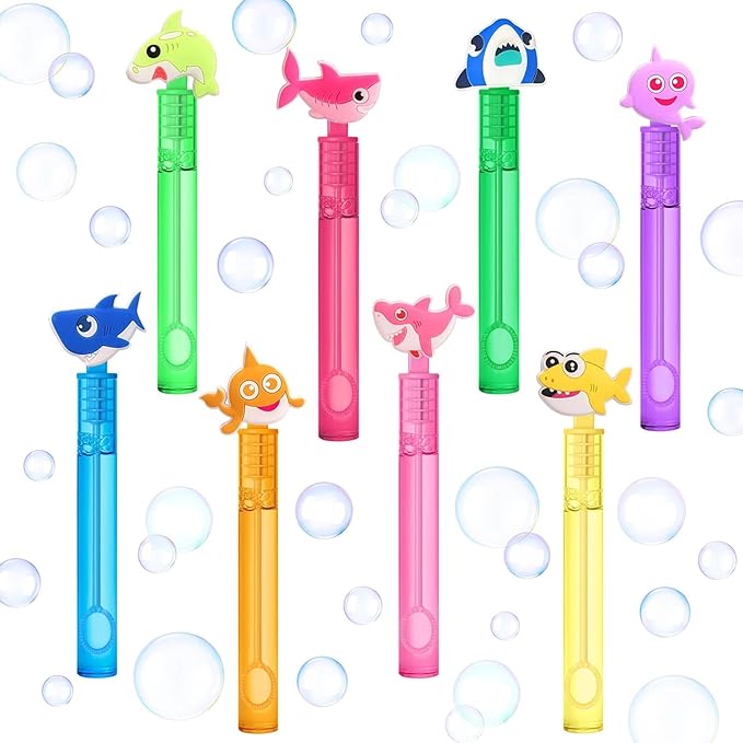 AFZMON 24Pcs Shark Party Favors Bubble Wands for Kids, Under The Sea Mini Bubbles Wand Toys, Ocean Birthday Party Supplies Goodie Gift Bag Stuffers Pinata Classroom Prizes
