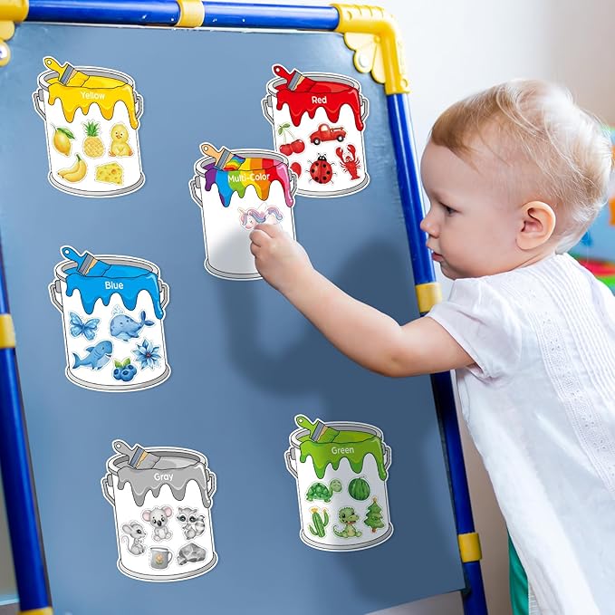 Kosiz 36 Set Color Sorting Stickers Craft Toddlers, Paper Colors Posters Toys for Classroom Wall Bulletin Board Cutouts Early Educational Learning for Kids Preschool Kindergarten Decorations Supplies