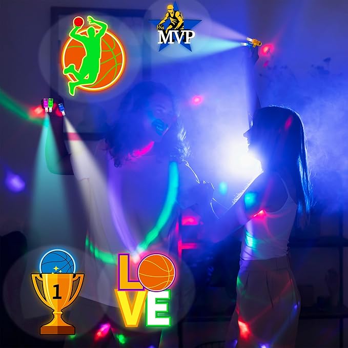 24PCS Basketball Party Favors LED Finger Lights - Glow-in-the-Dark Toys for Kids, Basketball Theme Birthday Decorations, Party Goodie Bag Stuffers & Classroom Prizes Gift for Boys Girls Age 3+