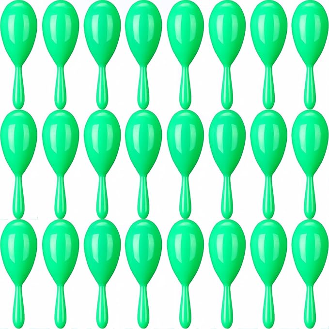 24 Pcs Maracas, 4.3 Inch Plastic Maracas for Mexican Fiesta, Luau Party, Wedding, Birthday, Cinco De Mayo Fiesta Themed Party Supplies (green)