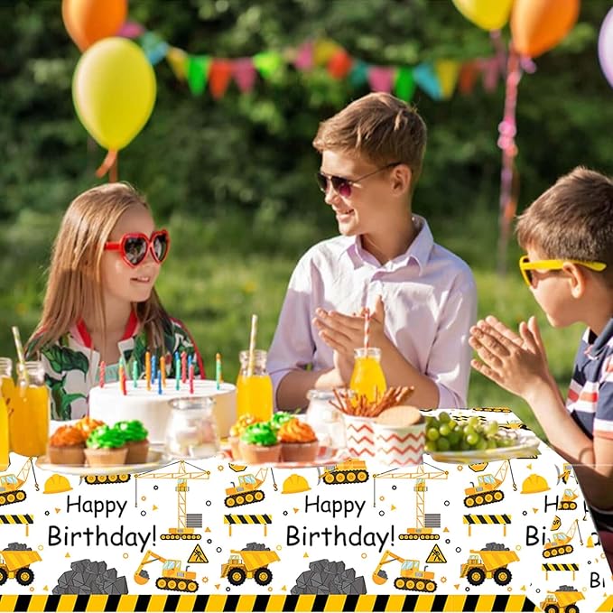 118pcs Construction 5th Birthday Decor Construction Five Years Old Paper Dinner Plates Napkins Forks Cups Tablecloth Banner Dinnerware for Dump Truck Theme Fifth Bday Party Supplies Decorations
