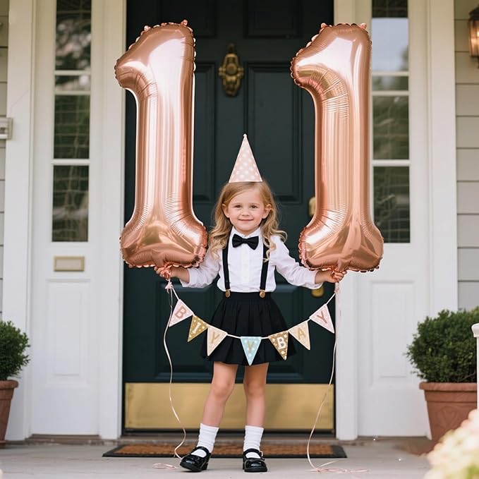 40 Inch Rose Gold Balloon Number 11 Balloon,Jumbo Mylar Foil Helium Balloon for 11 Digital Balloons for Birthday Party,Wedding Anniversary Party Decorations