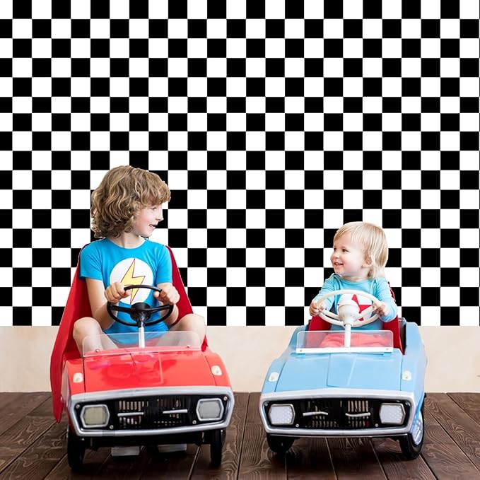 Oigco 4 Pack Racing Car Tablecloth - Race Car Birthday Party Decorations Racetrack Rectangular Tablecloth - Checkered Table Cover for Two Fast Birthday Decor, 54 x 108 Inch