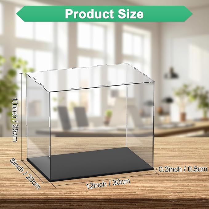 Clear Acrylic Display Case, 12 x 8 x 10 Inch Assemble Clear Acrylic Display Box Dustproof for Action Figures/Model/Statues/Collectibles/Doll/Toys/Home Storage