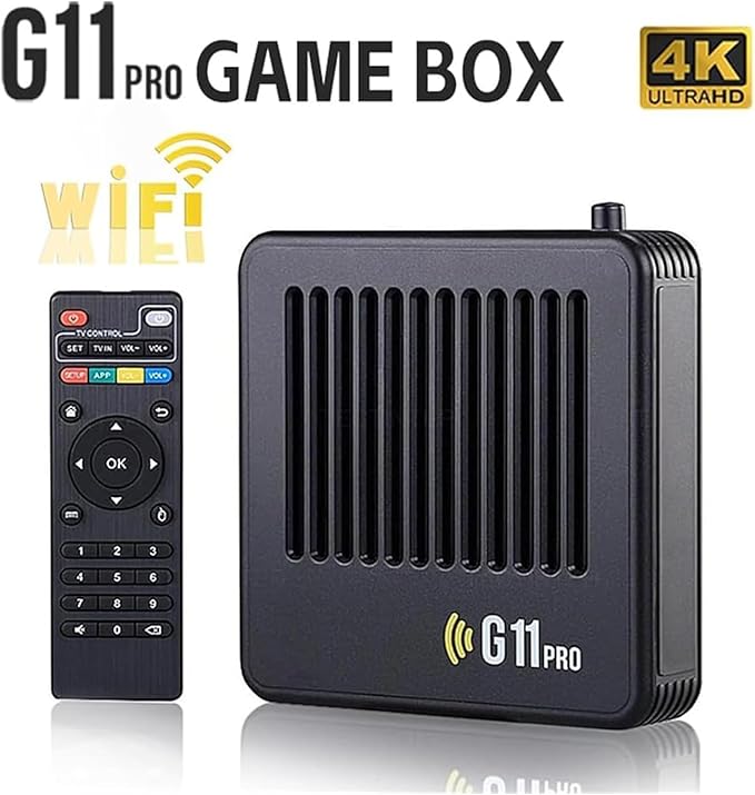 All8bit, All 8 Bit G11 Pro, All 8 Bit Console G11 Pro, 100,000 Games, [4K + 256GB] with 2.4G Wireless Dual Controllers, Portable Plug, Play Gaming Console (64GB)