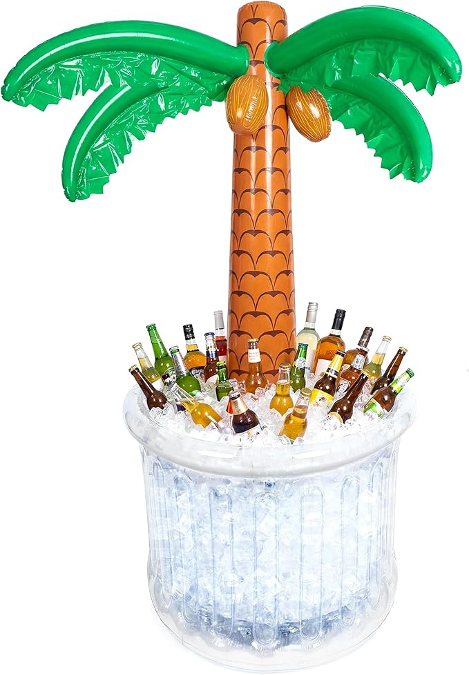 63'' Inflatable Palm Tree Cooler, Inflatable Cooler for Tropical Luau Party Decoration, Pool Party Decorations