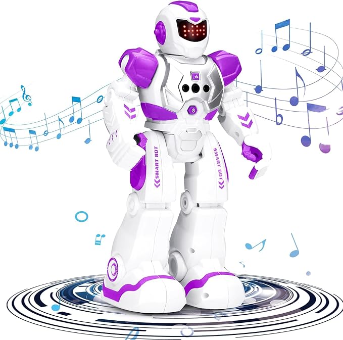 KingsDragon Robots Toy for Kids, RC Gesture Sensing Toy, Interactive Walking Singing Dancing Robot Birthday Presents for Boys Girls Age 6 7 8 9 Years Old,Purple