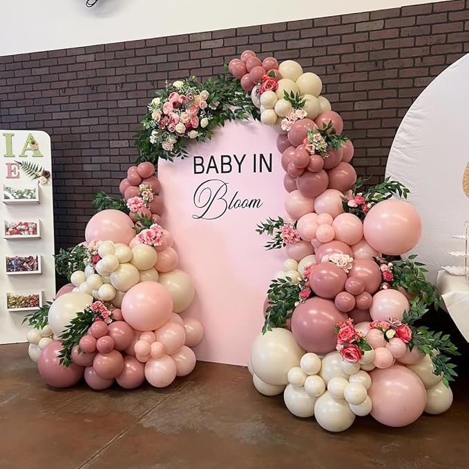 Dusty Pink and Beige Balloons, 35PCS Pastel Light Pink White Sand Cream Nude Latex Balloons for Girls Women Birthday Bridal Shower Baby Shower Boho Wedding Engagement Party Decorations Supplies