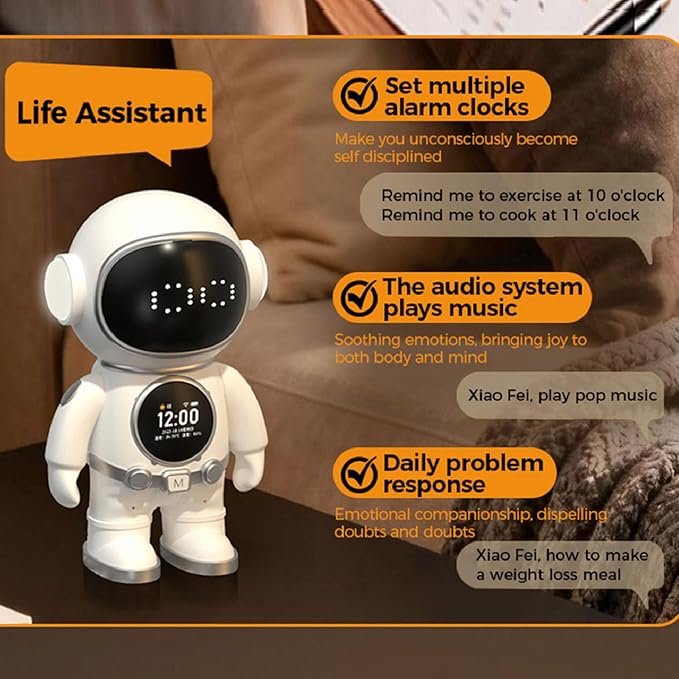AI Smart Robot, Interactive Educational Companion with WiFi Speaker, LED Facial Expressions Voice Control for Kids Learning Home