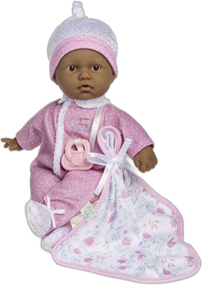 La Baby Hispanic 11-inch Small Soft Body Baby Doll | JC Toys - La Baby | Washable |Removable Pink Floral Outfit w/Hat, Pacifier & Blanket | for Children 12 Months +