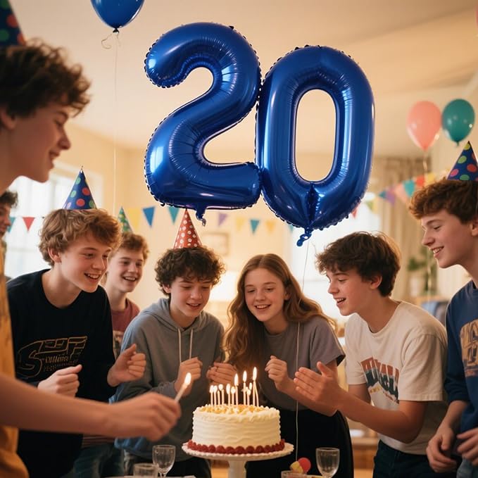 40 Inch Navy blue Number 20 Digital Balloon,Jumbo Mylar Foil Helium Balloon for 20 Balloons for Birthday Party,Wedding Anniversary Party Decorations