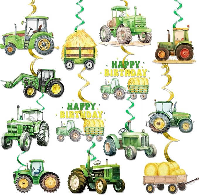 Tractor Hanging Swirls Tractor Birthday Decorations Farm Truck Birthday Decorations Tractor Party Favors Tractor Party Decorations