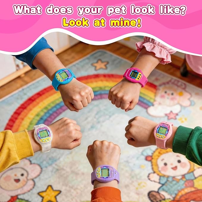 Soft Silicone Wristband for Tamagotchi Original, for Gen 1/2, Neon, Retro Flowers, 90s, Fresh Strawberry, Adjustable Anti-Drop Strap for Kids, Teens, Adults, Parents & 90s Nostalgia Lovers (Rose Red)