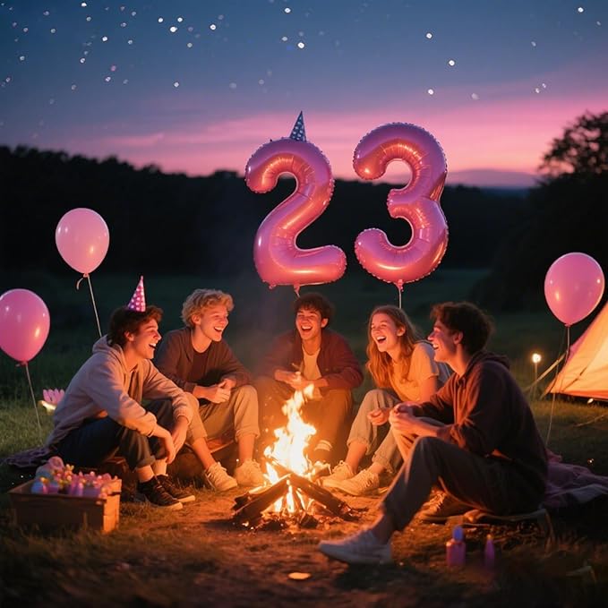 40 Inch Pink Number 23 Digital Balloon,Jumbo Mylar Foil Helium Balloon for 23 Balloons for Birthday Party,Wedding Anniversary Party Decorations
