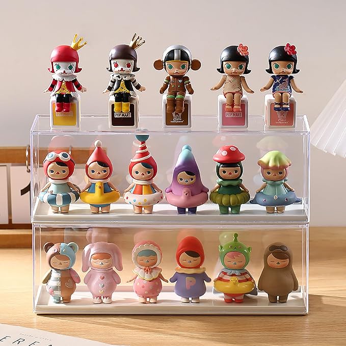 Clear Display Case for Figures，Acrylic Display Case for Doll Toy Collectibles, Action Figures, Miniature Figurines Dustproof Protection Storage & Organizing（11.8" L x 3.07" W x 4.13" H）