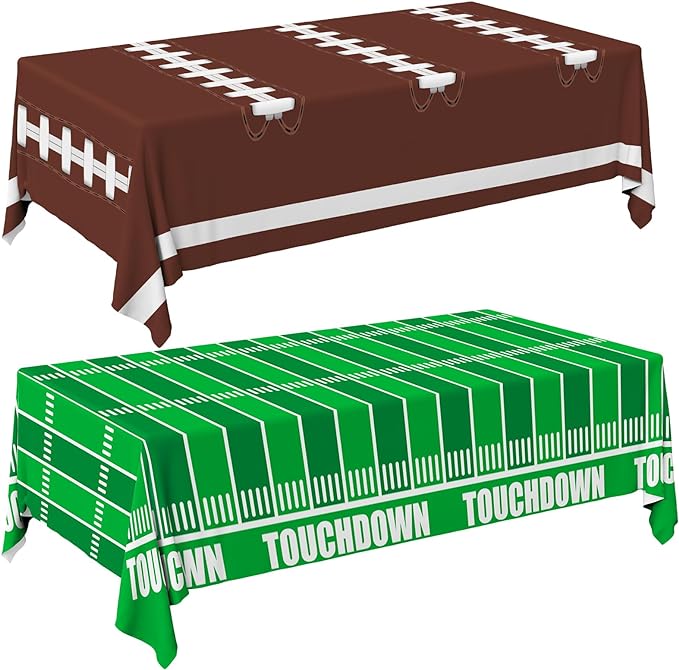 Gatherfun Football Party Decorations Disposable Tablecloth Plastic Touchdown Table Cover for Birthday Football Party Games Decoration 54 X 108Inch，2 Pack
