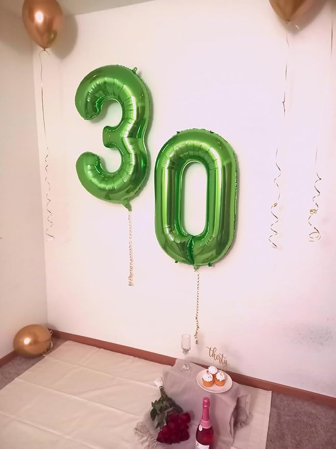 40 Inch Light Green 3 Large Number Balloon, 3 13 23 30 33 36 Light Green Birthday Party Decorations, Number Three Foil Balloons for Anniversary Party Graduations Celebration Supplies