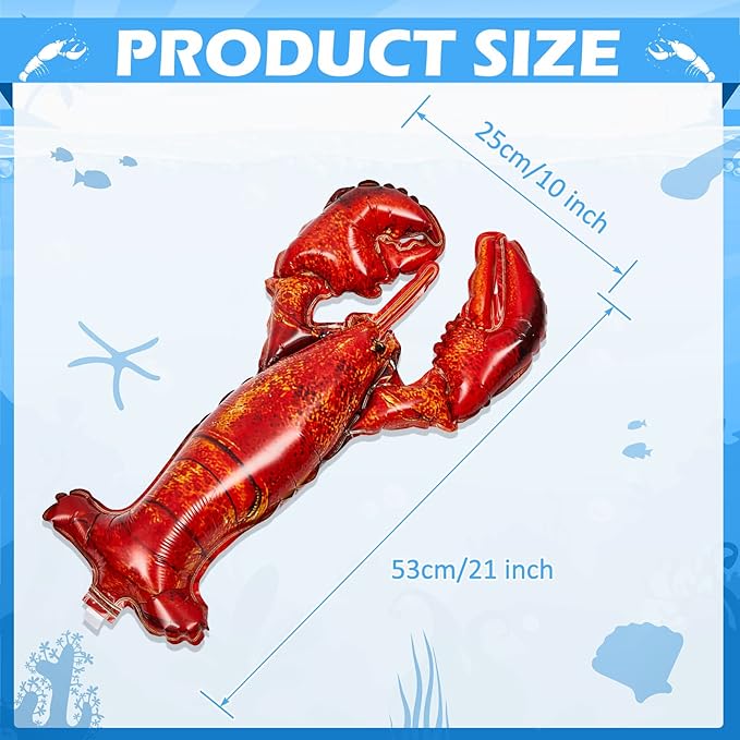 6 Pieces Giant Lobster Crawfish Balloons Simulation Sea Animal Foil Balloons for Birthday Party Decoration Home Office Party Favors Supplies(Realistic)