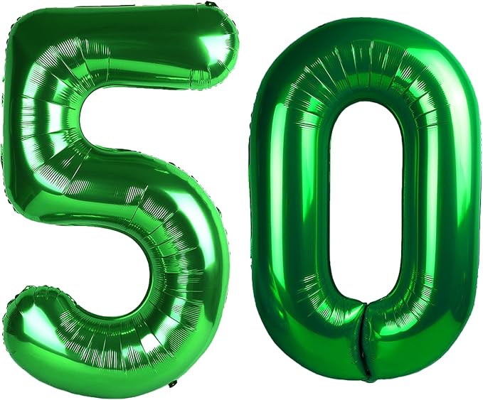 40 Inch Green Number 50 Digital Balloon,Jumbo Mylar Foil Helium Balloon for 50 Balloons for Birthday Party,Wedding Anniversary Party Decorations
