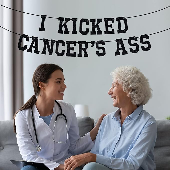 I Kicked Cancer's Ass Banner, Cancer Free Party, Cancer Survivor/Cancer Free Party Decoration Supplies, Funny Battle Cancer Gift