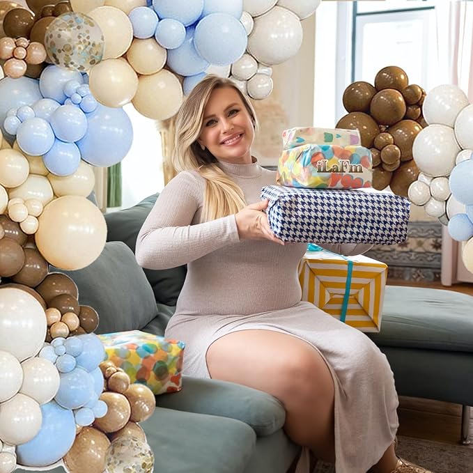 148pcs Brown Coffee Blue Balloons Garland Arch Kit, Boho Tan Teddy Bear We Can Bearly Wait Shower Gender Reveal Birthday Wedding Party Supplies Decorations