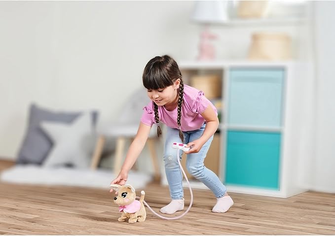 Simba 105893542 Chihuahua Chi Love Loomy/with Luminous Cable Control/can Run, bark and Wag The Tail / 20 cm/for Children from 3 Years, Pink