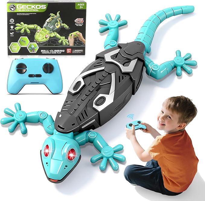 KETIEE RC Wall Crawler Gecko: Wall Climbing Lizard with Remote Control, Rechargeable Floor Ceiling Crawling Gecko, Lifelike Prank Toy Gifts for Boys Girls 3 4 5 6 7 8 9 10+ Year Old- Upgrade Low Noise