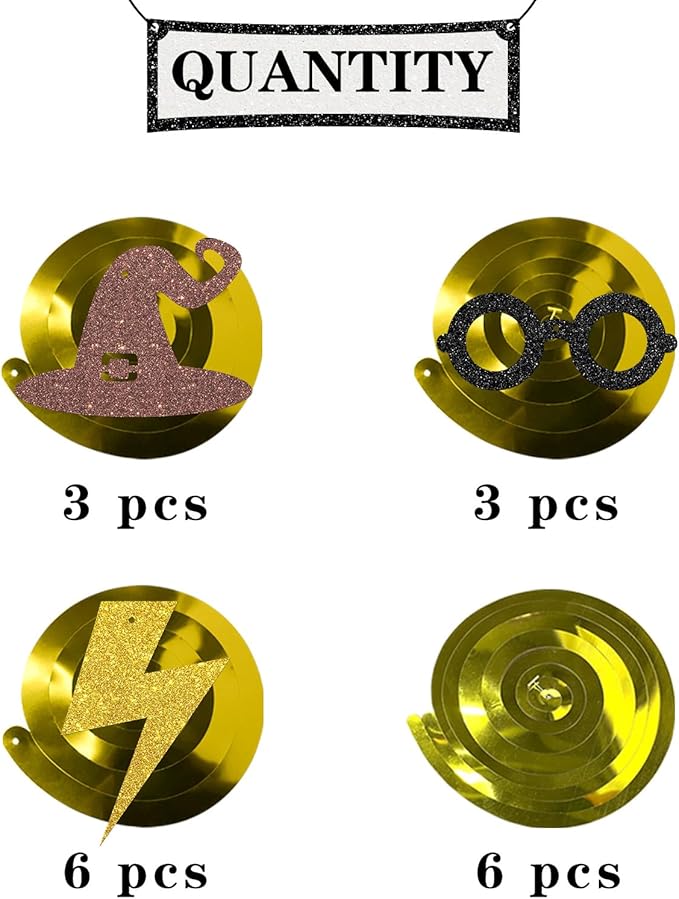Maicaiffe Magic Theme Wizard Hanging Swirl Decorations - Glitter 18 Pcs Boy Birthday Party Supplies - Boys Girls Birthday Streamers - Halloween Party Foil Swirls Ceiling Decorations
